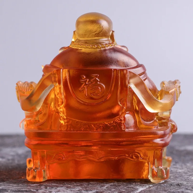Coloured glaze Maitreya Buddha Laughing Buddha cloth bag monk home worship Buddhist temple supplies ornaments