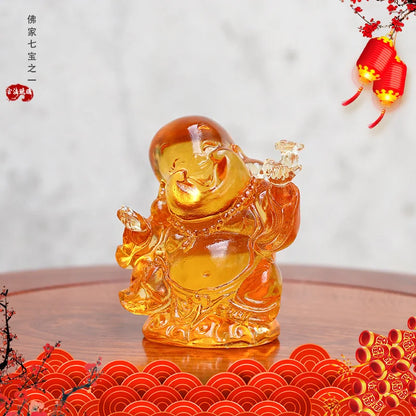 Coloured glaze Maitreya Buddha Ornament Cartoon creative Maitreya ornament handicraft gifts