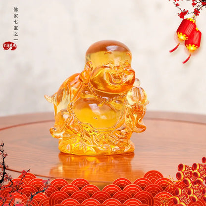 Coloured glaze Maitreya Buddha Ornament Cartoon creative Maitreya ornament handicraft gifts