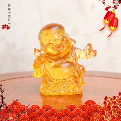 Coloured glaze Maitreya Buddha Ornament Cartoon creative Maitreya ornament handicraft gifts