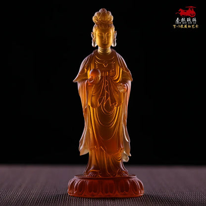 Coloured glaze Oriental Three Saints Sunlight and Moonlight Bodhisattva Medicine Buddha handicraft ornaments Buddhist worship