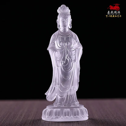 Coloured glaze Oriental Three Saints Sunlight and Moonlight Bodhisattva Medicine Buddha handicraft ornaments Buddhist worship