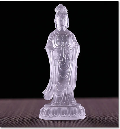Coloured glaze Oriental Three Saints Sunlight and Moonlight Bodhisattva Medicine Buddha handicraft ornaments Buddhist worship