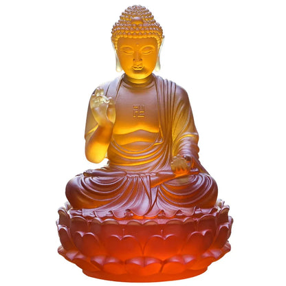 Coloured glaze Ornament Shakyamuni Tathagata Buddha Idol Home Buddhist Temples Worship