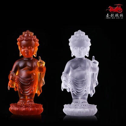 Coloured glaze Prince Buddha Ornament Bhagavate Sakyamuni worship baby buddha Buddha baby face
