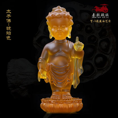 Coloured glaze Prince Buddha Ornament Bhagavate Sakyamuni worship baby buddha Buddha baby face
