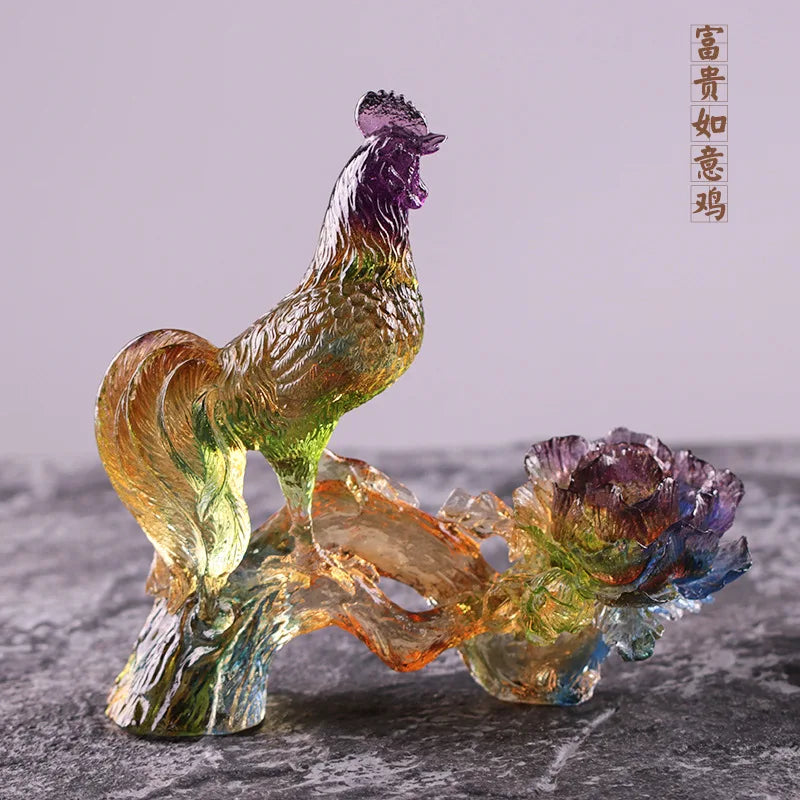 Coloured glaze Rich Ruyi Chicken Ornament