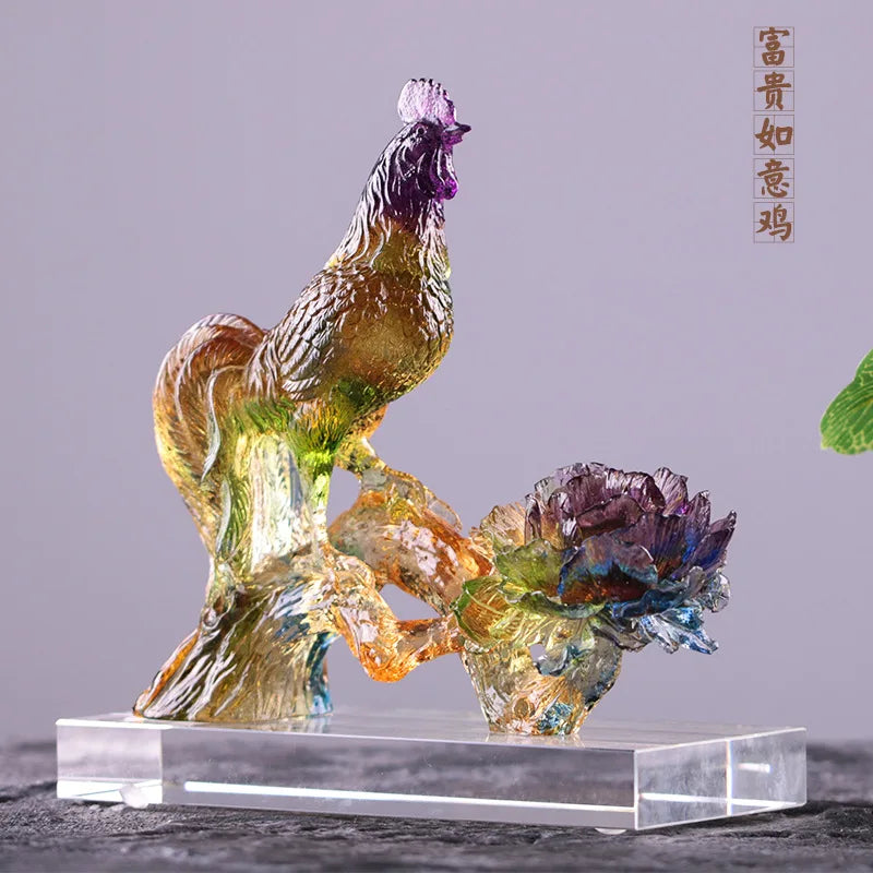 Coloured glaze Rich Ruyi Chicken Ornament