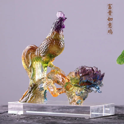 Coloured glaze Rich Ruyi Chicken Ornament