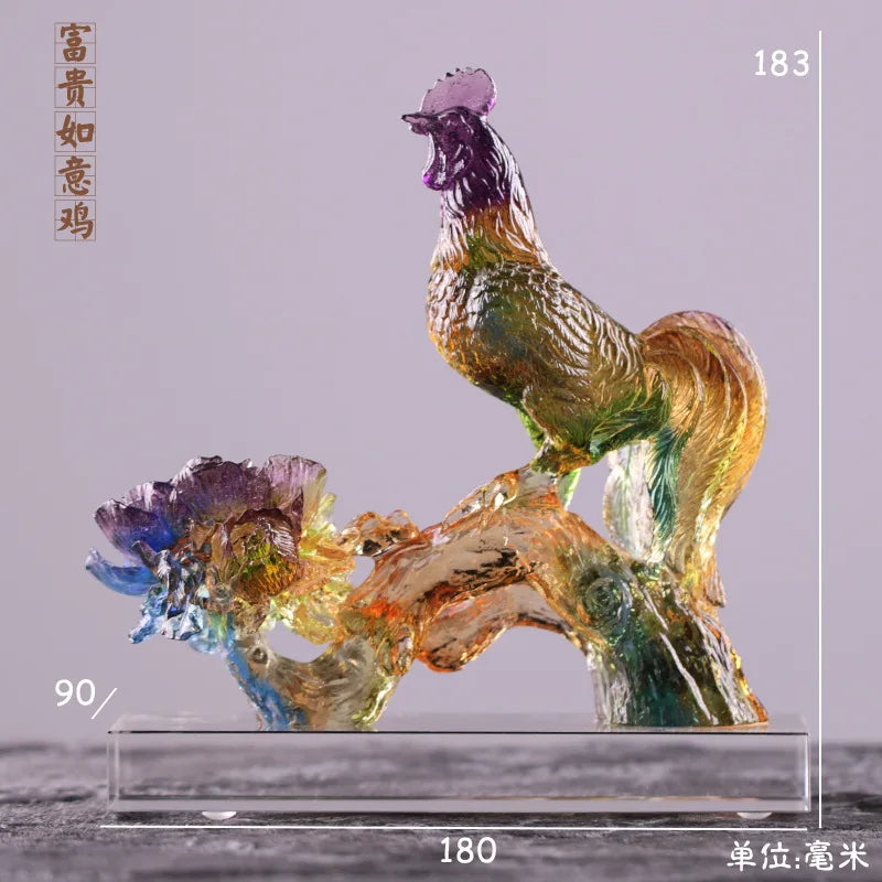 Coloured glaze Rich Ruyi Chicken Ornament