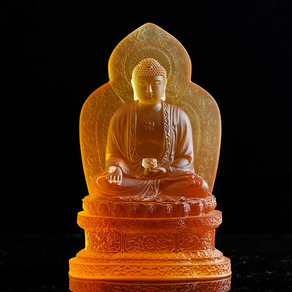 Coloured glaze Shakyamuni Buddha Amitabha statue Medicine Buddha statue worship ornaments