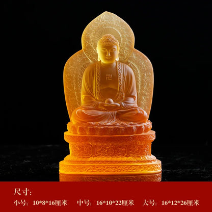 Coloured glaze Shakyamuni Buddha Amitabha statue Medicine Buddha statue worship ornaments