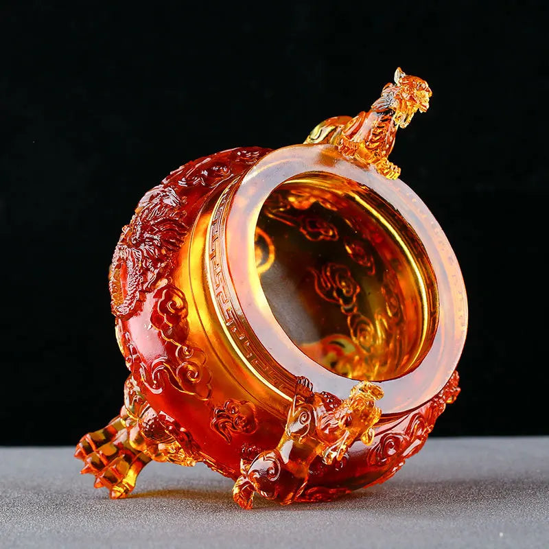 Coloured glaze Shenglong Tripod Gift Incense Burner Heyday Living Room Study Buddhist Hall Zen Ornament