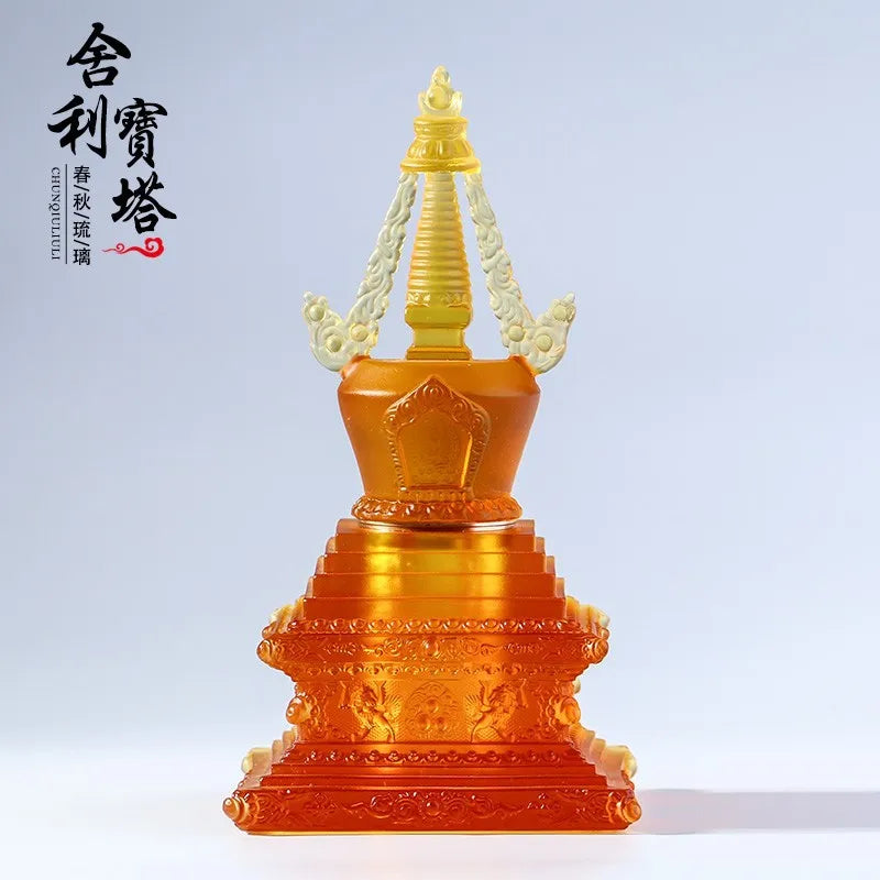 Coloured glaze Stupa Buddhist utensils treasure chest Tantric Buddhist pagoda print ornament supplies Dharani Tower Ashoka Tower