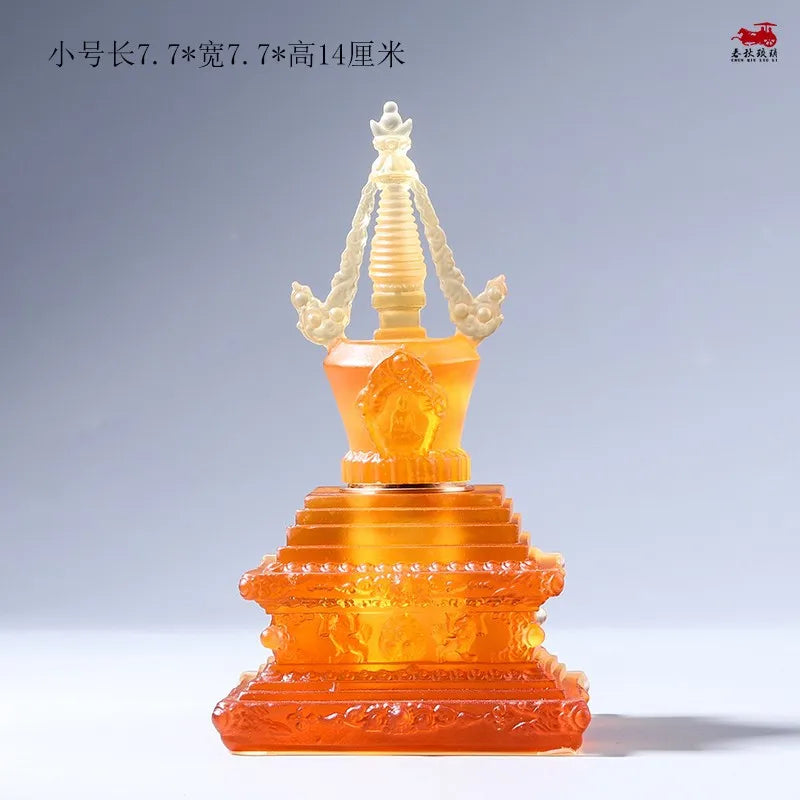 Coloured glaze Stupa Buddhist utensils treasure chest Tantric Buddhist pagoda print ornament supplies Dharani Tower Ashoka Tower