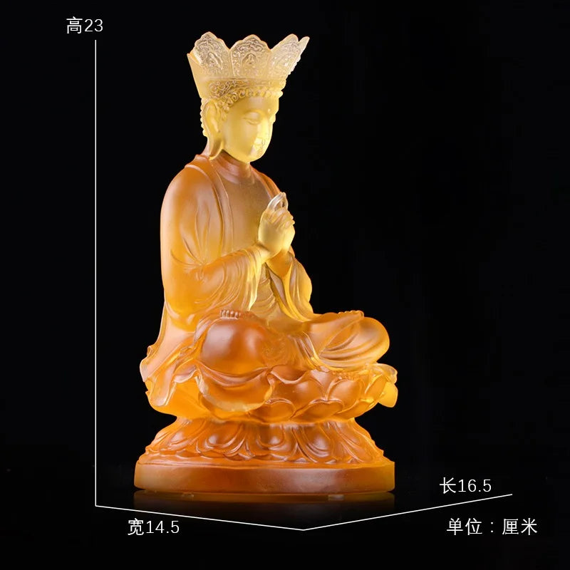 Coloured glaze Tathagata Buddha Statue Decoration Buddhist temple home decor worship Shakyamuni Buddha Temple Buddhist Supplies