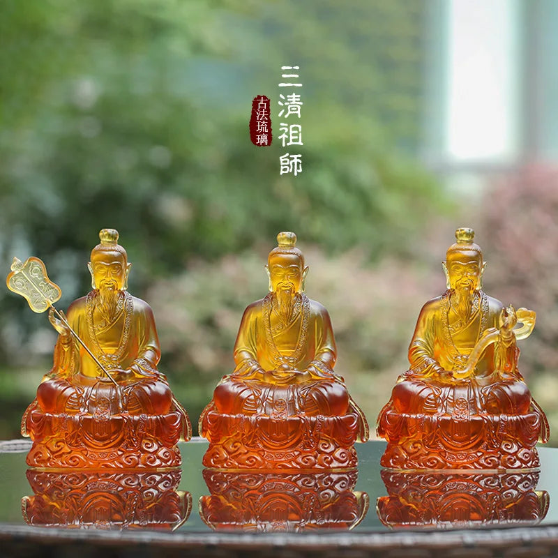 Coloured glaze Three Pristine Ones Taoism  Primeval Lord of Heaven Heavenly Lord of Numinous Treasure  Heavenly Lord Dao Virtue