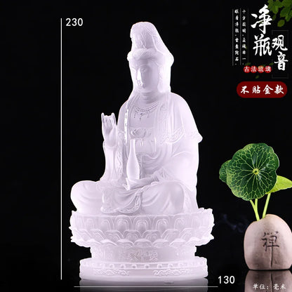 Coloured glaze Vase Guanyin Buddha Statue Sitting Lotus Bodhisattva Buddhist Temple Worship Household Ornaments