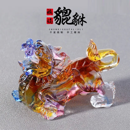 Coloured glaze brave troops ornament Chinese ornaments of a fortune tree ward off evil spirits decoration beast home decoration