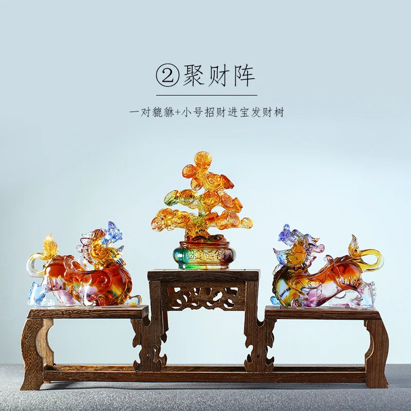 Coloured glaze brave troops ornament Chinese ornaments of a fortune tree ward off evil spirits decoration beast home decoration