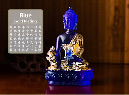 Coloured glaze buddha statue Bhaisajyaguru figure Bhaisajya Buddha figurine medicine Buddha bodhisattva Good luck