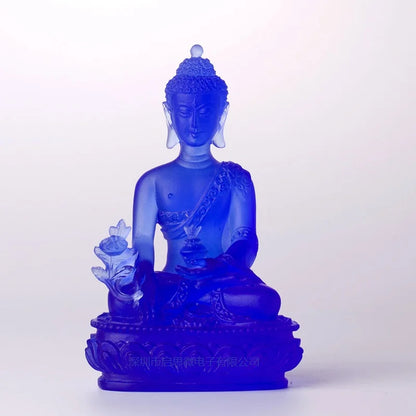 Coloured glaze buddha statue Bhaisajyaguru figure Bhaisajya Buddha figurine medicine Buddha bodhisattva Good luck