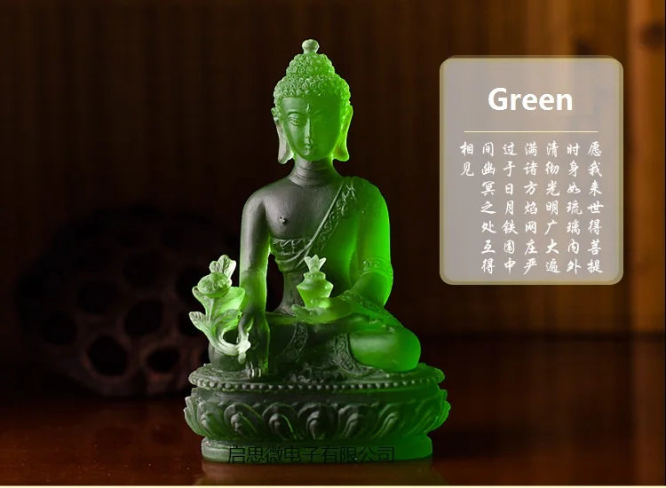 Coloured glaze buddha statue Bhaisajyaguru figure Bhaisajya Buddha figurine medicine Buddha bodhisattva Good luck
