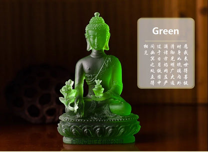 Coloured glaze buddha statue Bhaisajyaguru figure Bhaisajya Buddha figurine medicine Buddha bodhisattva Good luck
