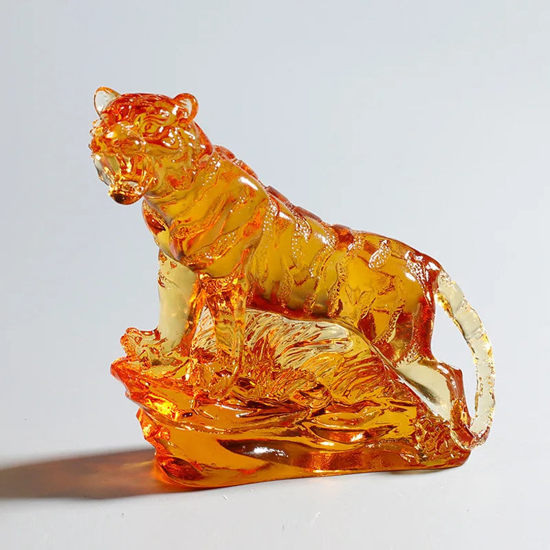 Coloured glaze crystal tiger ornament Zodiac Tiger living room decorations artwork birthday gift for tiger