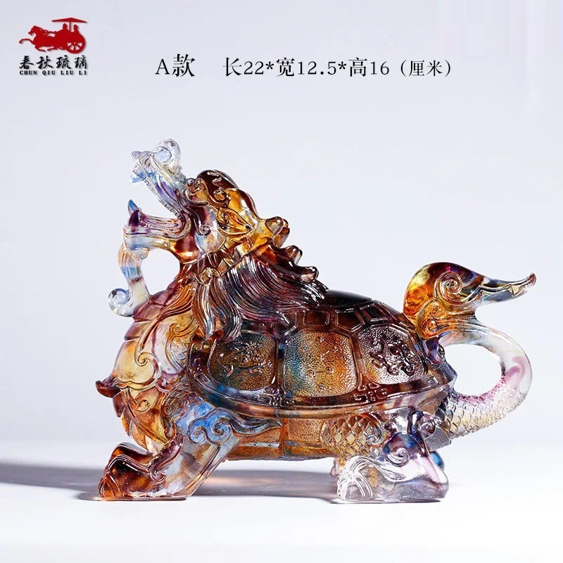 Coloured glaze dragon turtle four beasts gossip money turtle ornament home decoration office crafts