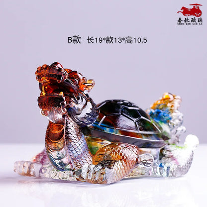 Coloured glaze dragon turtle four beasts gossip money turtle ornament home decoration office crafts