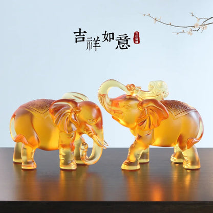 Coloured glaze elephant ornament crafts table decorations lucky gift