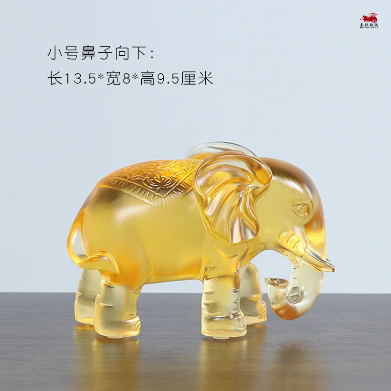Coloured glaze elephant ornament crafts table decorations lucky gift