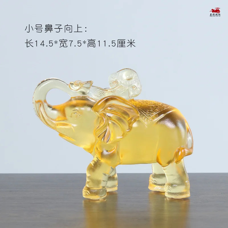 Coloured glaze elephant ornament crafts table decorations lucky gift