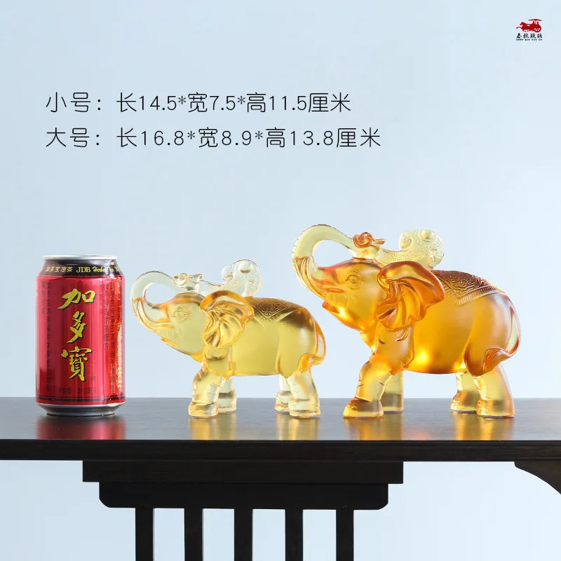 Coloured glaze elephant ornament crafts table decorations lucky gift