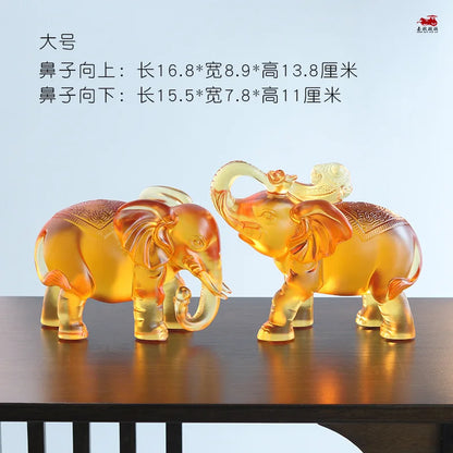 Coloured glaze elephant ornament crafts table decorations lucky gift