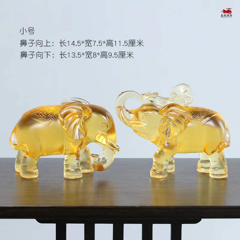 Coloured glaze elephant ornament crafts table decorations lucky gift