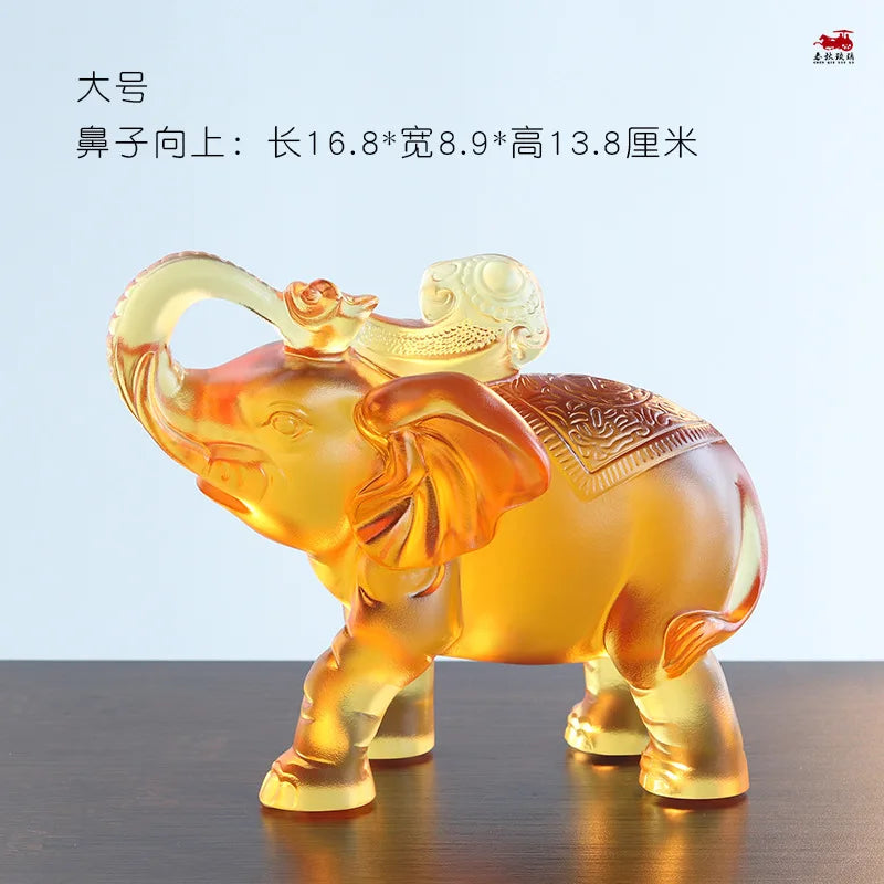 Coloured glaze elephant ornament crafts table decorations lucky gift