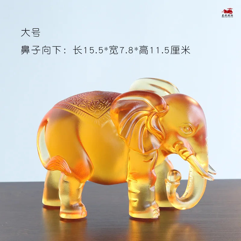 Coloured glaze elephant ornament crafts table decorations lucky gift