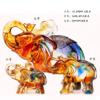 Coloured glaze elephant ornament fortune craft gift decoration good luck
