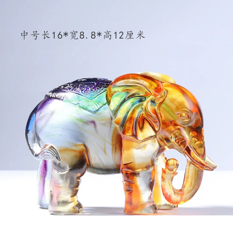 Coloured glaze elephant ornament fortune craft gift decoration good luck