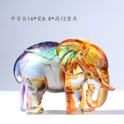 Coloured glaze elephant ornament fortune craft gift decoration good luck