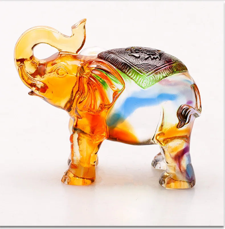 Coloured glaze elephant ornament fortune craft gift decoration good luck