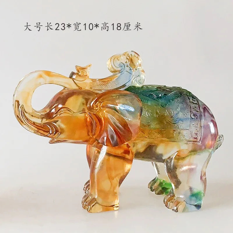 Coloured glaze elephant ornament fortune craft gift decoration good luck