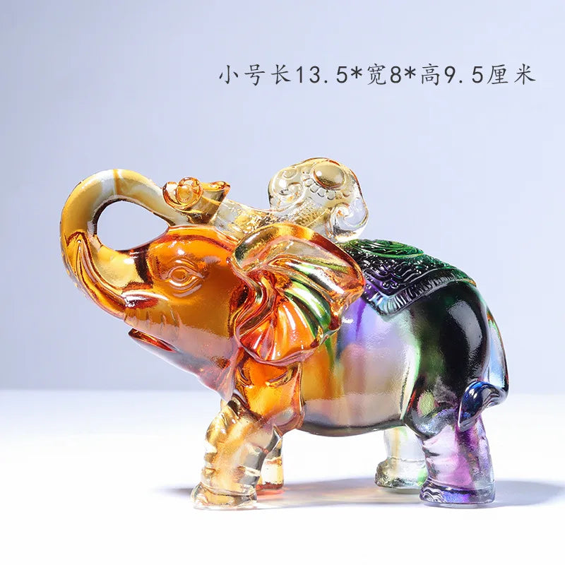 Coloured glaze elephant ornament fortune craft gift decoration good luck