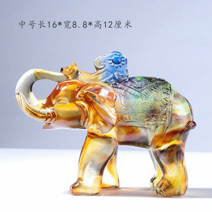 Coloured glaze elephant ornament fortune craft gift decoration good luck