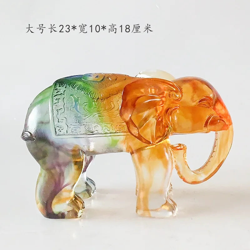 Coloured glaze elephant ornament fortune craft gift decoration good luck