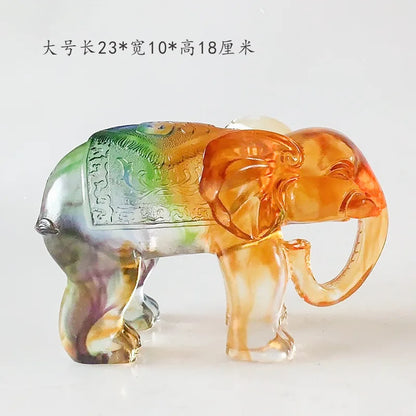 Coloured glaze elephant ornament fortune craft gift decoration good luck