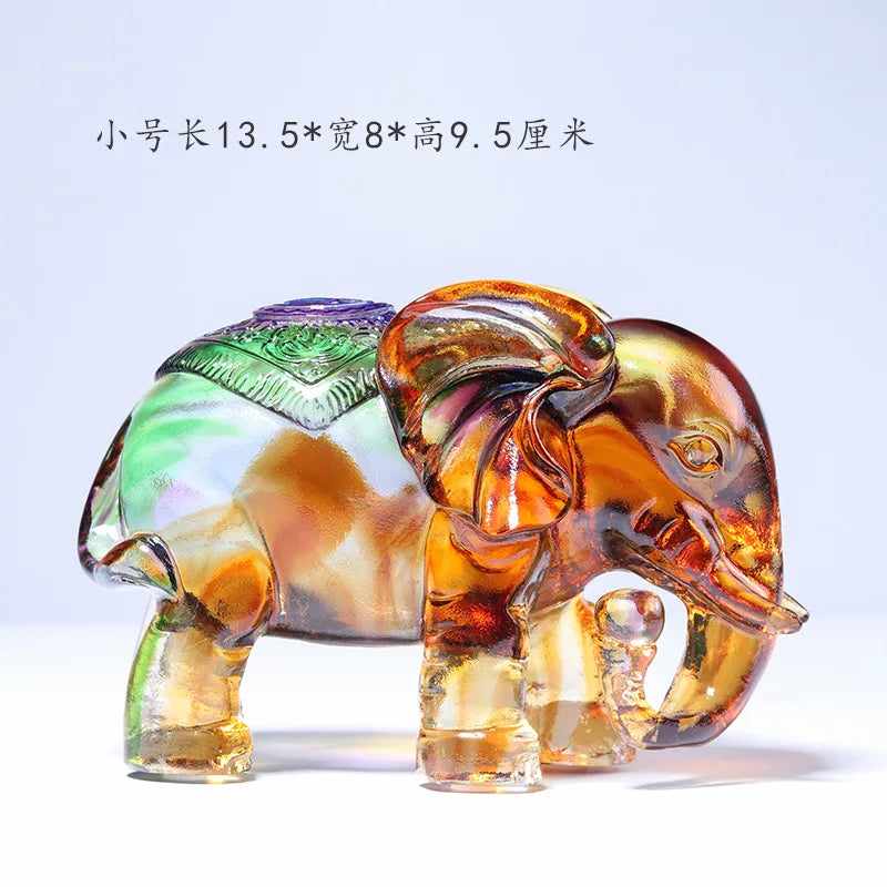 Coloured glaze elephant ornament fortune craft gift decoration good luck