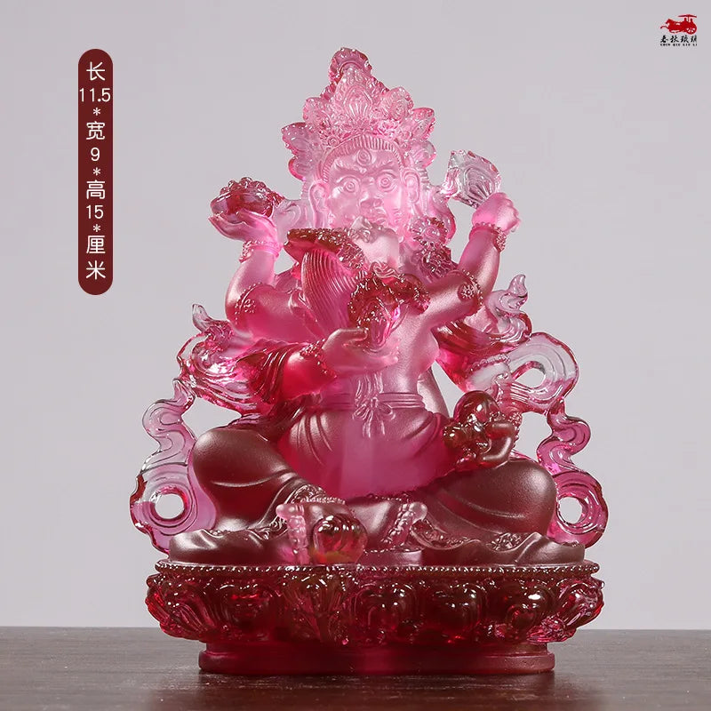 Coloured glaze five colors God of Wealth Buddha Statue Ornament Tibetan Buddhism Tantric Buddha statue